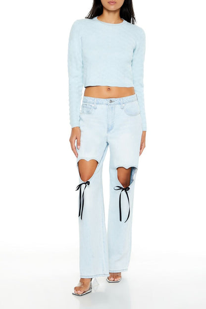 Textured Cropped Sweater