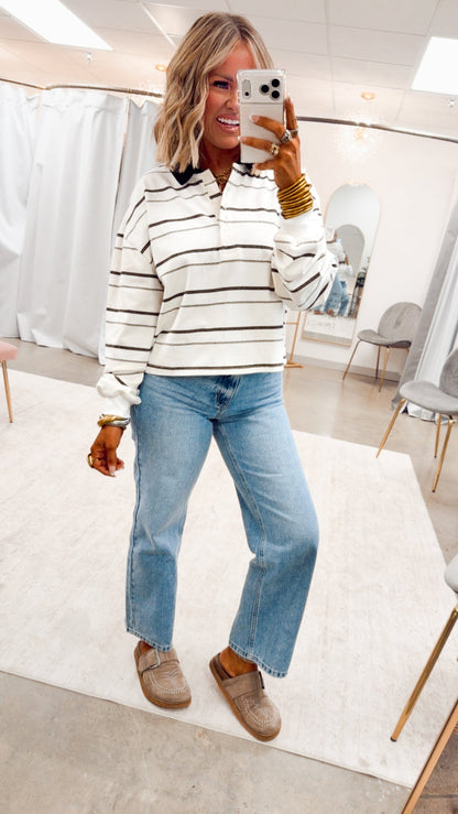 The Oxford Stripe Top-Ecru