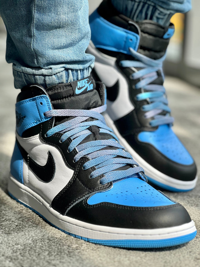 Tie Dye Flat Laces - Vintage Faded UNC Carolina Blue 85 for Air Jordan 1