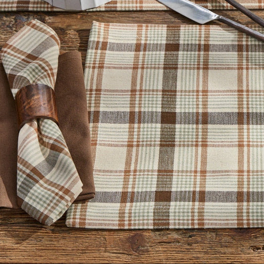Toffee & Elm Plaid Cotton Cloth Napkins Set of 4
