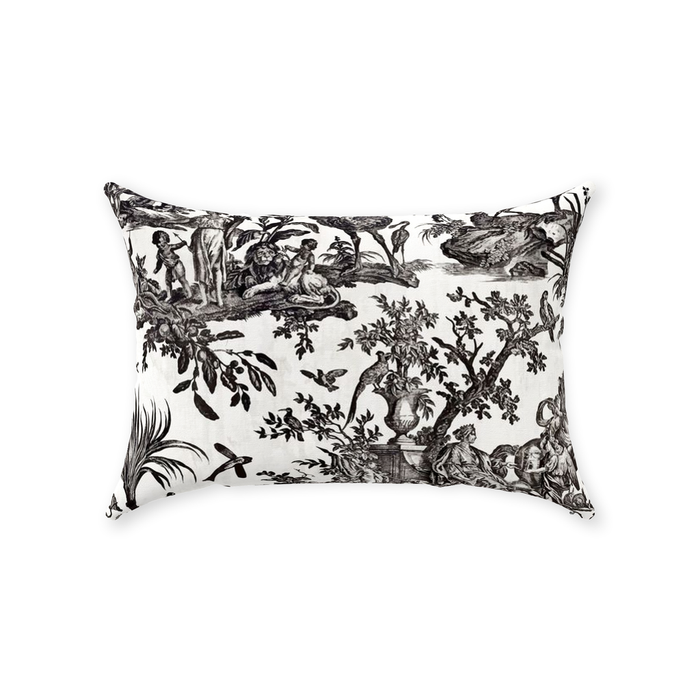 Toile de Jouy Cotton Pillows Antique Black