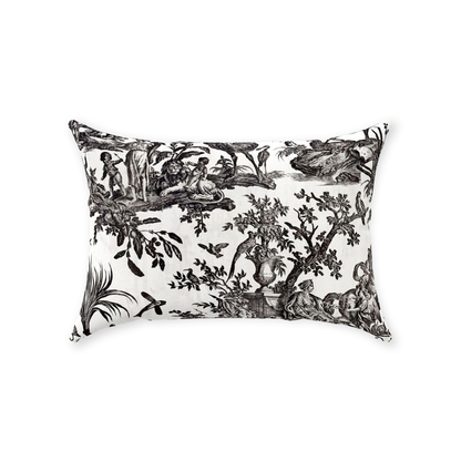 Toile de Jouy Cotton Pillows Antique Black