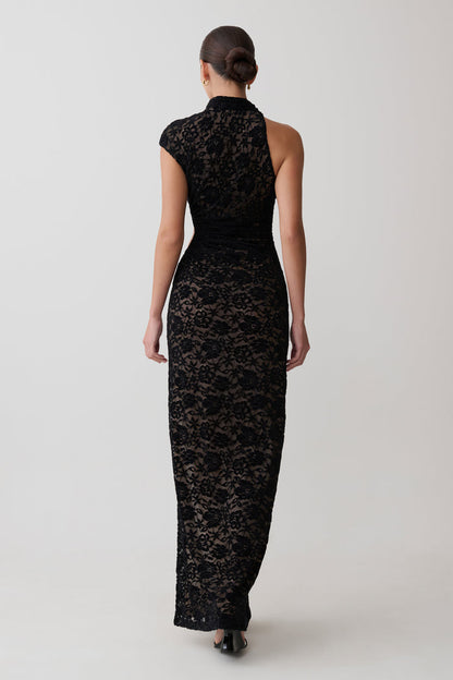 Trinh One Shoulder Maxi Dress - Black