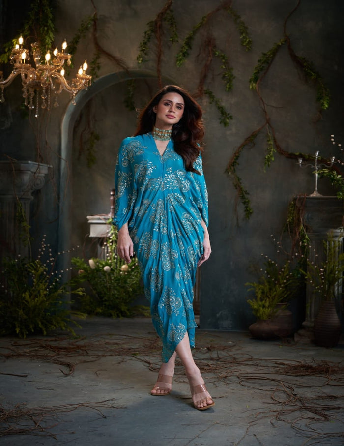 Turquoise kaftan kurti online shopping