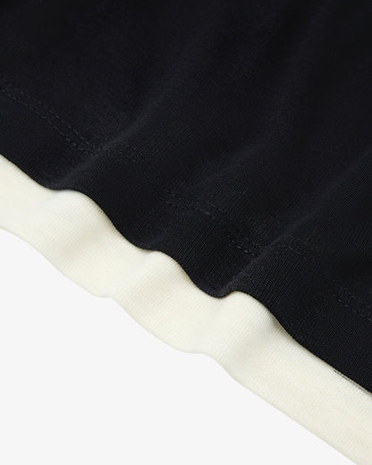 V Neck Tee - Black / Cream