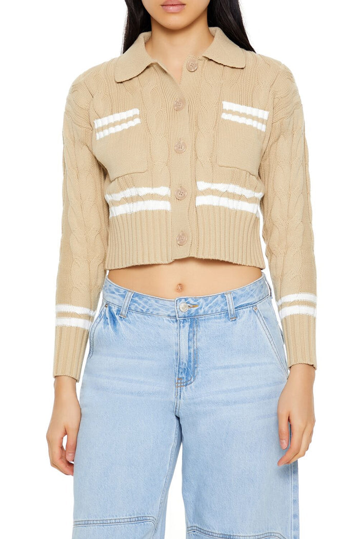 Varsity-Striped Cardigan Sweater