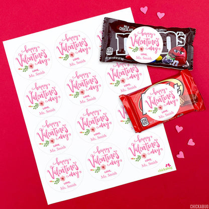 Watercolor Calligraphy Valentine's Day Stickers