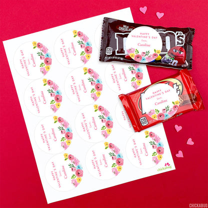 Watercolor Flowers Valentine's Day Stickers