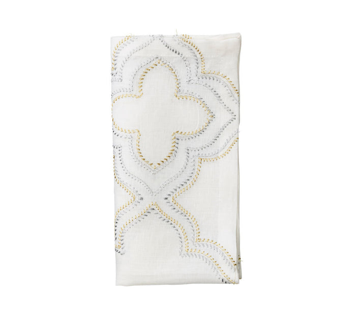 White Silver & Gold Tangier Napkin - RSVP Style