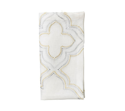 White Silver & Gold Tangier Napkin - RSVP Style