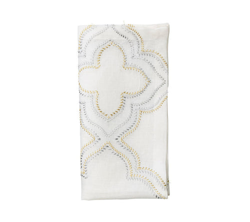 White Silver & Gold Tangier Napkin - RSVP Style