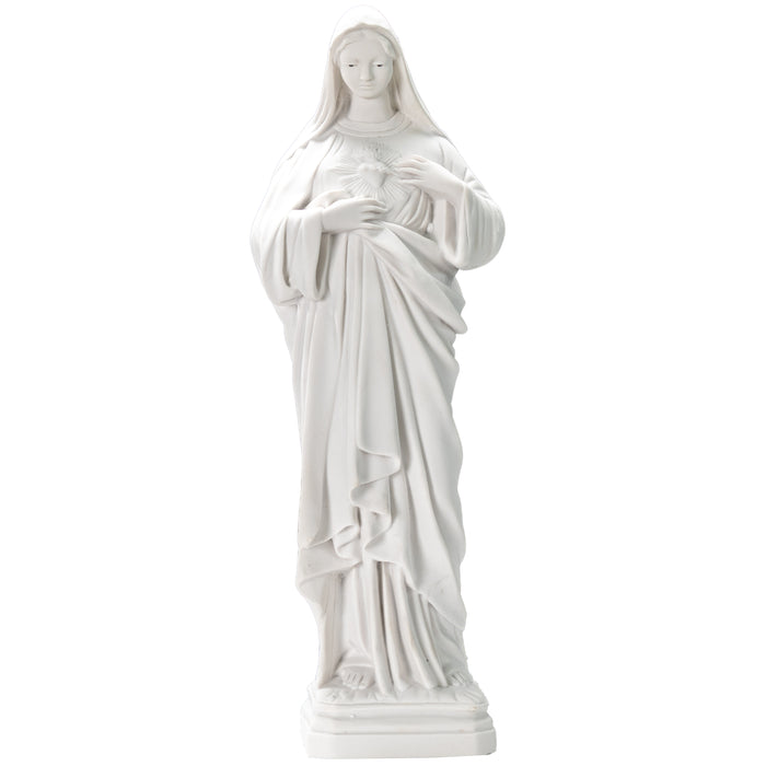 White statue of The Immaculate Heart of the Mary with hand painted eyes / Estatua Blanca del Inmaculado Corazon de Maria con ojos pintados a mano