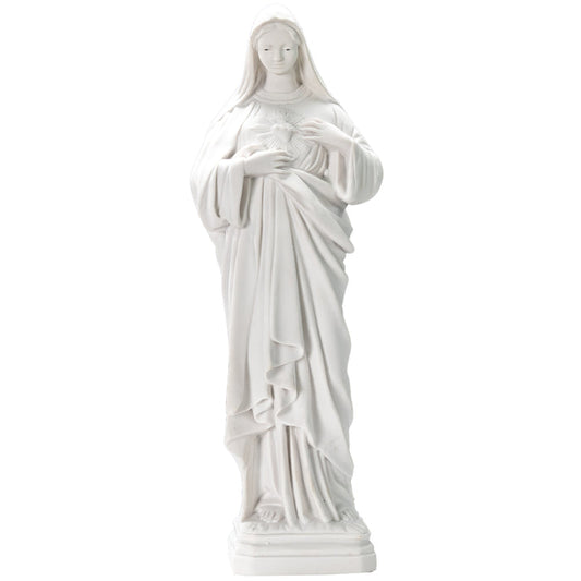White statue of The Immaculate Heart of the Mary with hand painted eyes / Estatua Blanca del Inmaculado Corazon de Maria con ojos pintados a mano