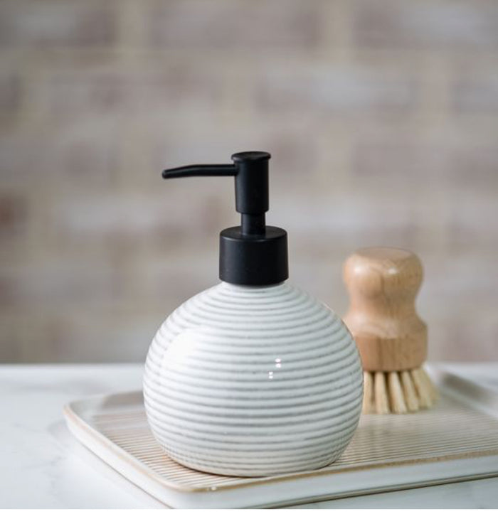 WHITE STRIPE SOAP PUMP