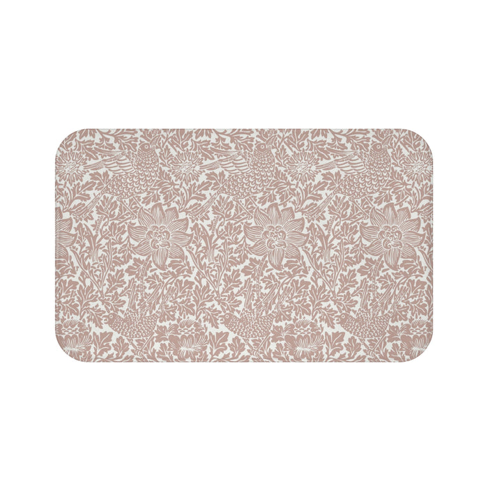 William Morris Bath Mat Bird and Anemone Terracotta