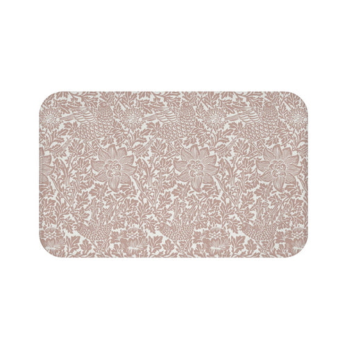 William Morris Bath Mat Bird and Anemone Terracotta