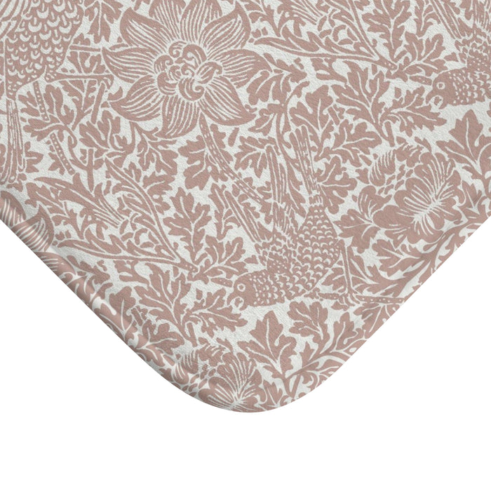 William Morris Bath Mat Bird and Anemone Terracotta