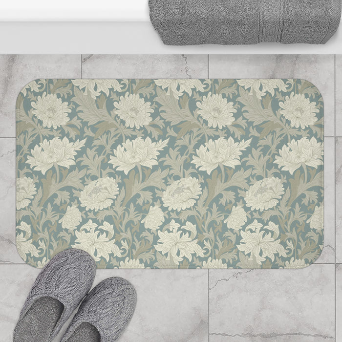 William Morris Bath Mat Chrysanthemum Misty Gray