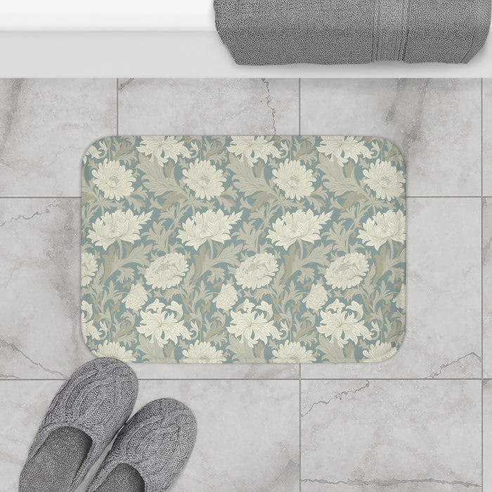 William Morris Bath Mat Chrysanthemum Misty Gray