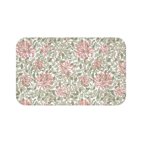 William Morris Bath Mat Honeysuckle Green Pink