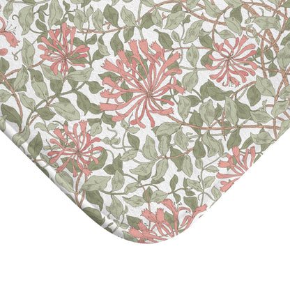 William Morris Bath Mat Honeysuckle Green Pink