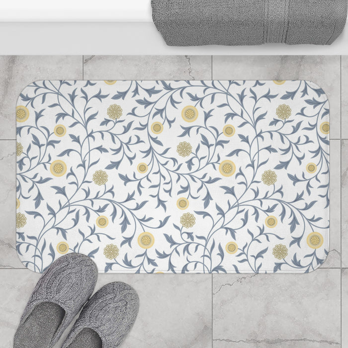 William Morris Bath Mat Scroll Gray Lemon