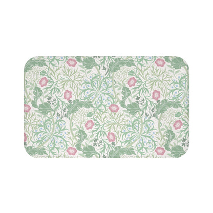 William Morris Bath Mat Seaweed Mint Green & Pink