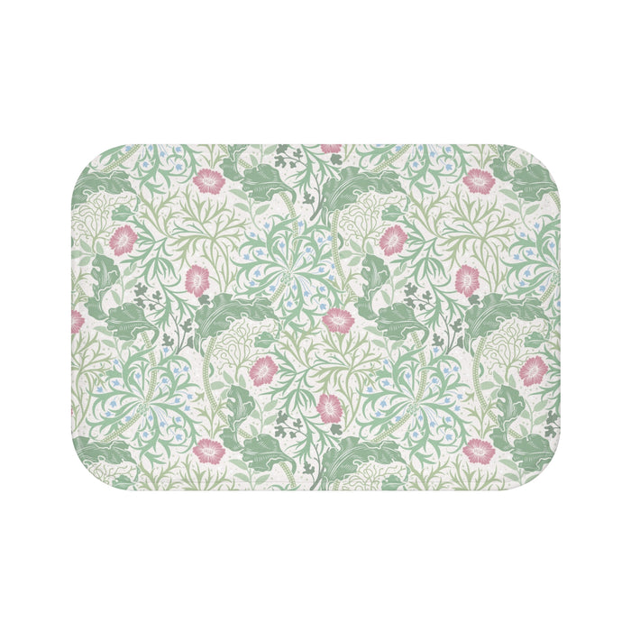 William Morris Bath Mat Seaweed Mint Green & Pink