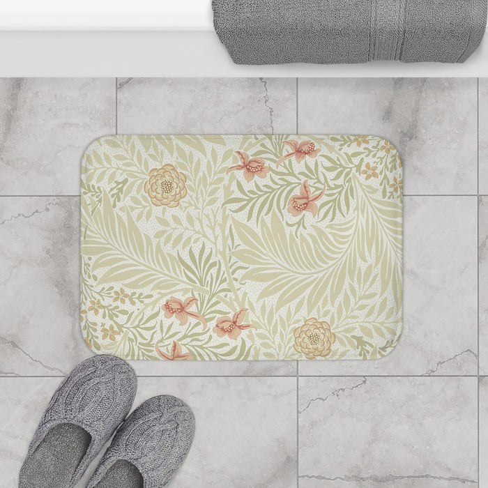 William Morris Bath Mat Soft Green Peach