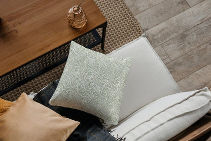 Willow Bough Cotton Throw Pillows William Morris Soft Green