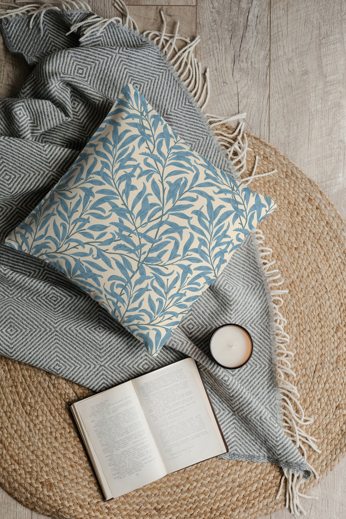 Willow Bough Cotton Throw Pillows William Morris Teal Cream