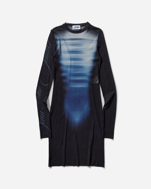 Jean Paul Gaultier Wmns Mesh Crew Neck Short Dress Navy/Lightblue/White Dresses Dress Short 25-33-F-RO367-T576 595601