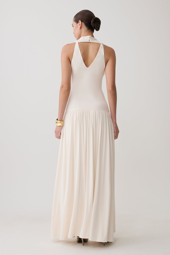 Zsela High Neck Modal Maxi Dress - Ivory